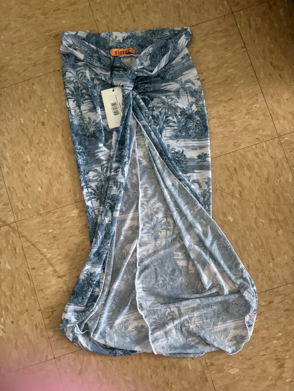 sister jane Blue Tropical Print Swim Coverup Sarong